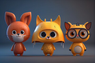 Background of a 3D Cute Animal Costume Character. Created with Generative AI Technology
