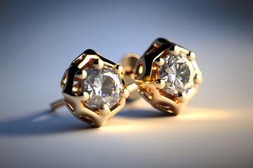 Elegant shiny Sparky gold diamond earrings. Generative AI