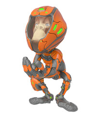 chimpanzee astronaut in an offering pose