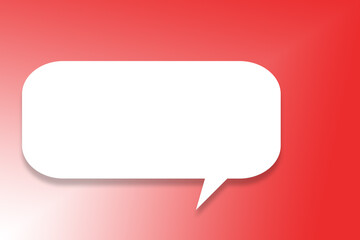 Weiße Sprechblase vor einem roten Hintergrund, 2D-Illustration