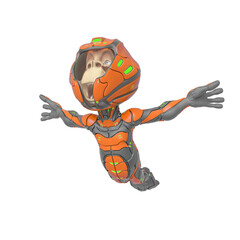 chimpanzee astronaut falling down