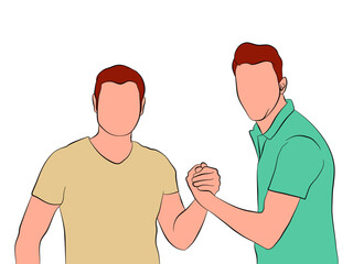 Happy two friends giving fist bump two people greeting each other