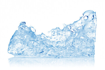 Melted  piece of ice close up isolated on white background