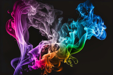 Fototapeta premium Abstract smoke rgb colors on black background wallpaper - generative AI