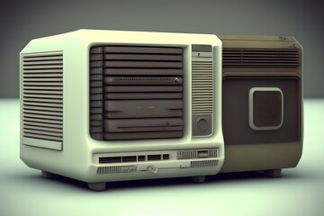 Fototapeta premium Old Retro Computer, Generative AI Illustration