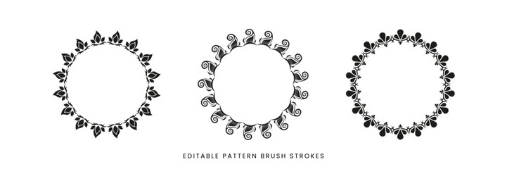 Set of luxury rounded pattern brush template