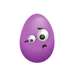 Purple Easter egg with astonished eyes. Vector illustration