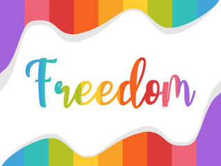 Freedom colorful script letters typography banner