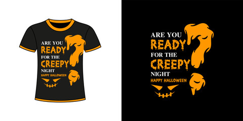 Halloween black and orange t shirt design vector template