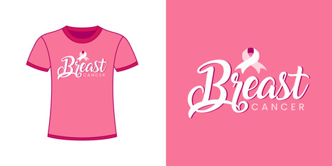 Breast cancer pink t shirt design vector template