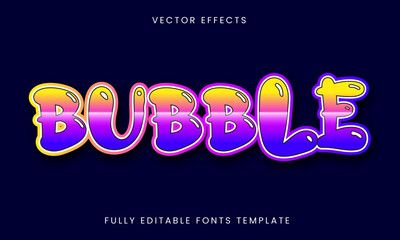 Colorful Bubble vector text effects fully editable template