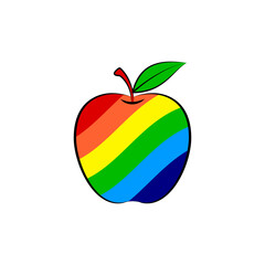 Rainbow colorful apple vector illustration isolated on white