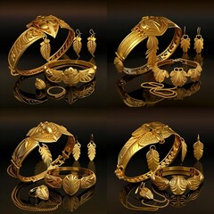 set of ancient golden jewelry