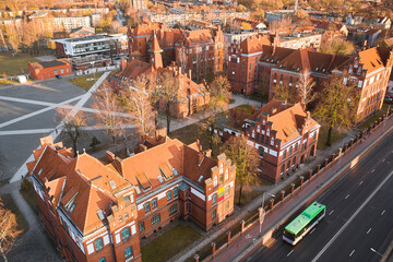 Fototapeta na wymiar Klaipeda, Lithuania - February 11 - 2023 - Beautiful aerial view of Klaipeda. University in the city