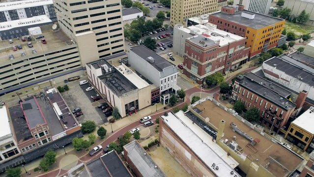 Aerial 4k Shot of Downtown Evansville Indiana 