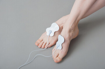 Electric foot massager during use.
