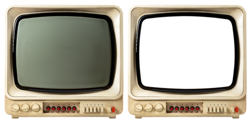 Old analog TV on an isolated background. A blank TV screen to insert an image.