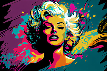 Portrait von sexy Pin-up Girl im bunten Pop-Art Retro-Comic-Stil - Generative Ai