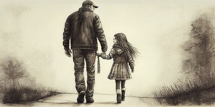 Padre Paseando con su Hija & D&iacute;a del Padre & Super Padre - Generative Ai