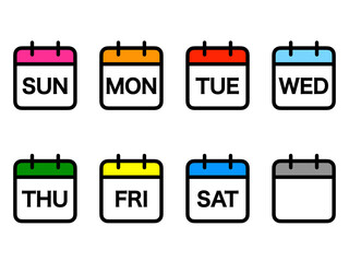 曜日名カレンダーアイコンセット：英語B