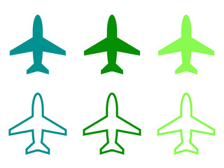ミニマル飛行機アイコンセット：緑