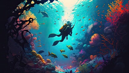 Fototapeta na wymiar Exploring the Underwater World