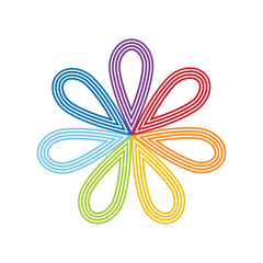 Round seven-colored flower. Infographic element. Vector illustration. 