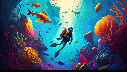 Obraz na płótnie Canvas Exploring the Underwater World