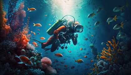 Fototapeta na wymiar Exploring the Underwater World