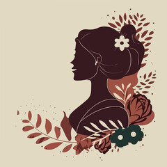 Women's day greeting card silhouette vector illustration design