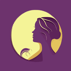 Women's day greeting card silhouette vector illustration design