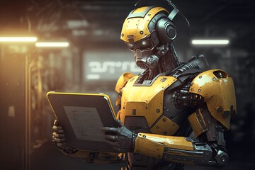 Futuristic Modern Robot Engineer, Generative AI