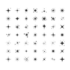 Fototapeta premium Set of twinkling star, sparkle firework decoration. twinkle shiny flash design elements isolated on white background. Vector illustration of sparkle icons for graphic, website and mobile design.
