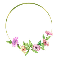 Round frame with flowers illustration. High quality illustration
