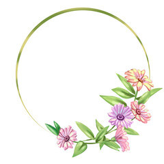 Round frame with flowers illustration. High quality illustration