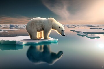 Melting Ice Around Polar Bears Has A Direct Impact On Their Population, Generative AI