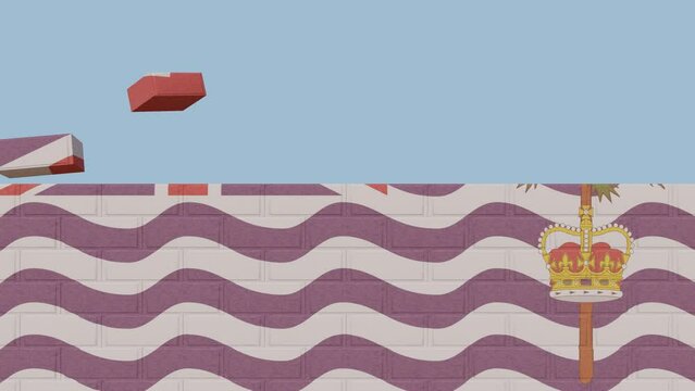 Animation National Flag on a Wall Being Built - The Commissioner of The British Indian Ocean Territory