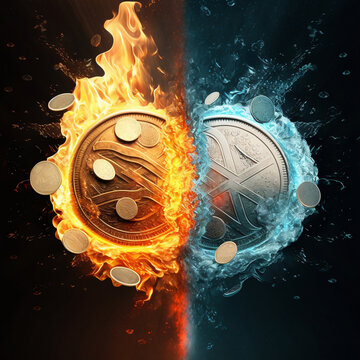 Coins with fire and water 