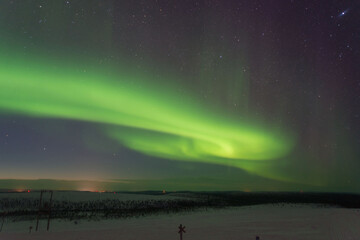 Beautiful green northern lights in Lapland