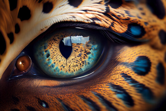 Beautiful photo of an lion eye taken at close range. 
