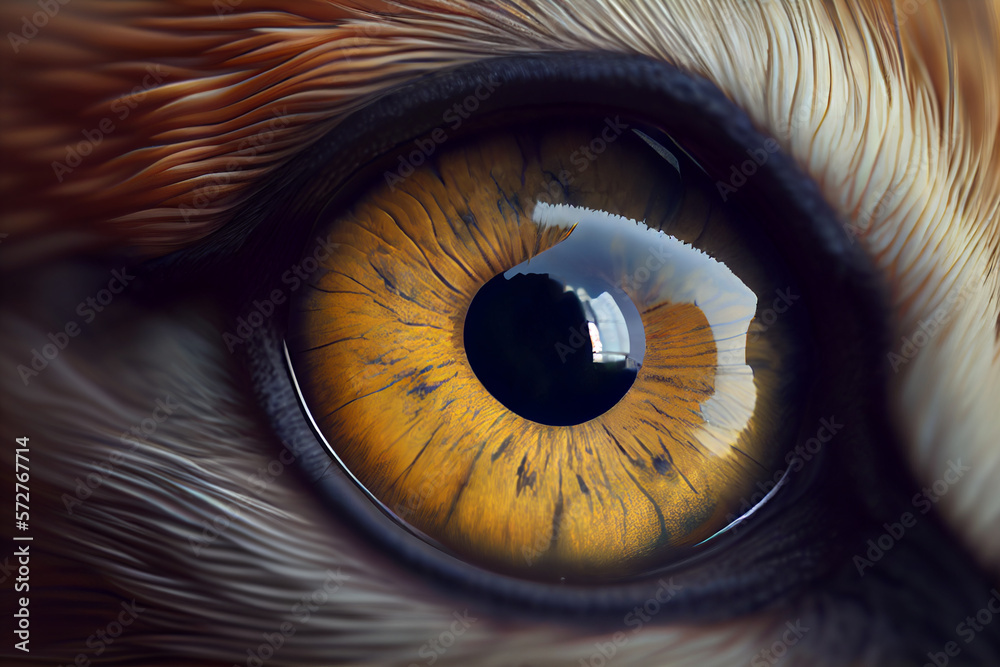 Poster beautiful photo of an monkey eye taken at close range.generative ai technology.