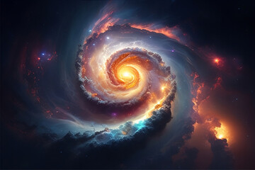 Spiral galaxy in a space, digital art with generative ai technology 