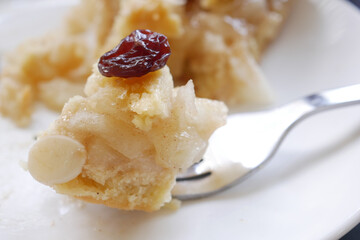  half eaten a slice of apple pie cake 