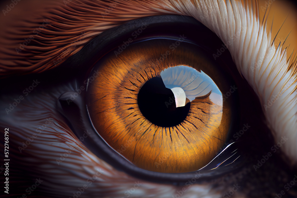 Poster beautiful photo of an monkey eye taken at close range. generative ai technology.