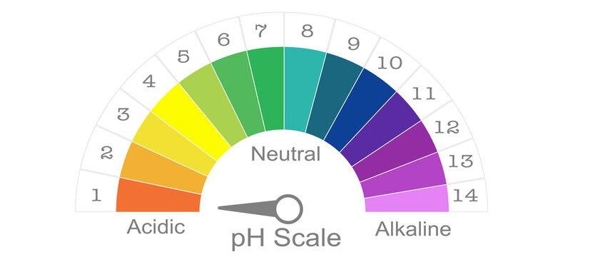 pH scale fluid drop acidic neutral and alkaline science education chemistry illustration