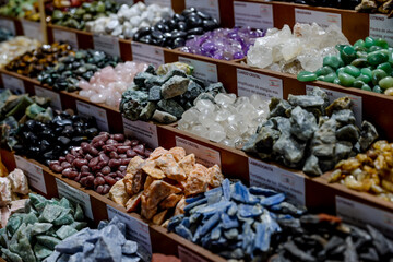 Montevideo, Uruguay - December 22, 2022: Produce and assorted goods on display for sale in an outdoor market in the old town of Montevideo, capital of Uruguay

