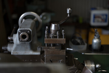 Fototapeta na wymiar Parts processing work with a lathe