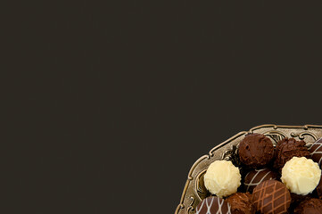Chocolate Truffles on Silver Server - corner image