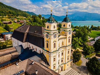 The Historic St. Michael's Church. Iconic Wedding Site from The Sound of Music in Mondsee, Upper...