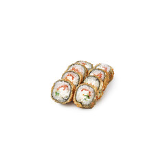 tempura sushi roll set Philadelphia on a white background isolated